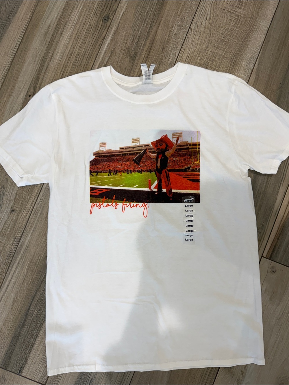 NWT White Graphic Crewneck T-Shirt with Stadium Mascot Print